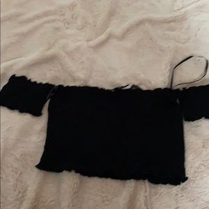 ribbed crop top black